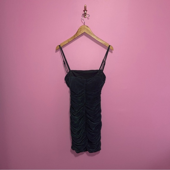 Lucy in the Sky Dress Women's Size‎ Medium Dark Green Turquoise Mini Ribbed - Picture 9 of 12